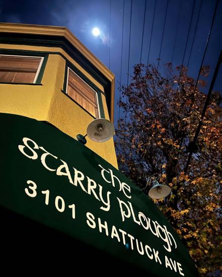 Exterior awning of the Starry Plough in Berkeley, CA