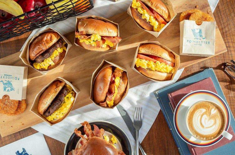 Breakfast sandwiches from Poindexter Coffee from above