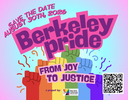 Colorful poster for Berkeley's Pride event in 2026