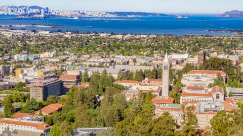 An aerial view of the UC Berkeley campus. 