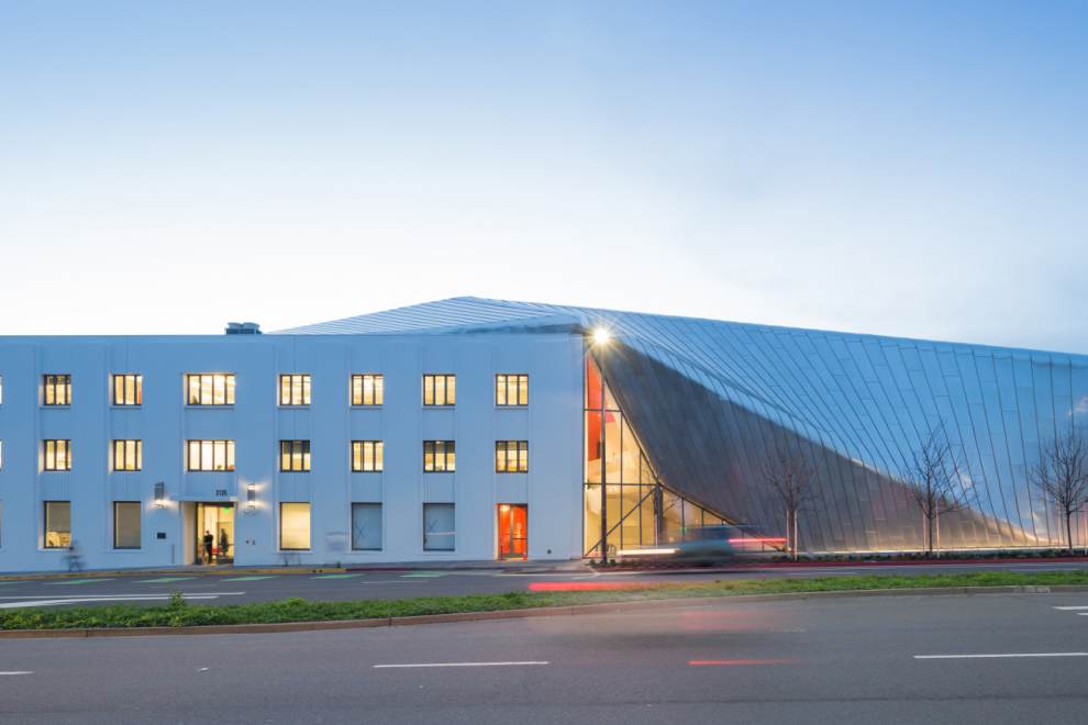 An exterior photo of the Berkeley Art Museum and Pacific Film Archive (BAMPFA) in Berkeley, CA.