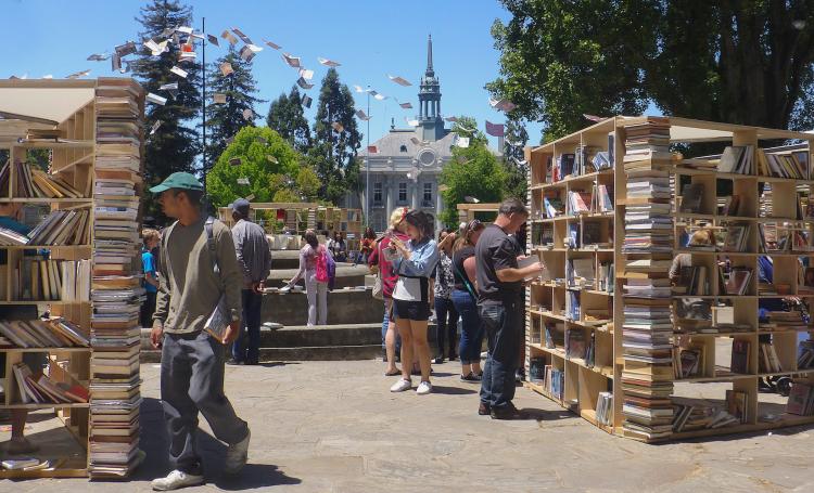 People browse through books during the Bay Area Book Festival.