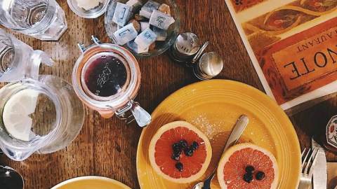 Plates of food from La Note in Berkeley, CA