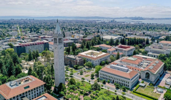 A panoramic photo of the UC Berkeley campus on a sunny day