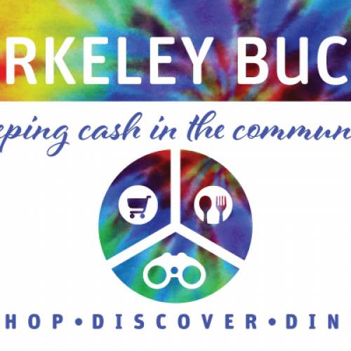 Graphic promoting the Berkeley Bucks e-gift card