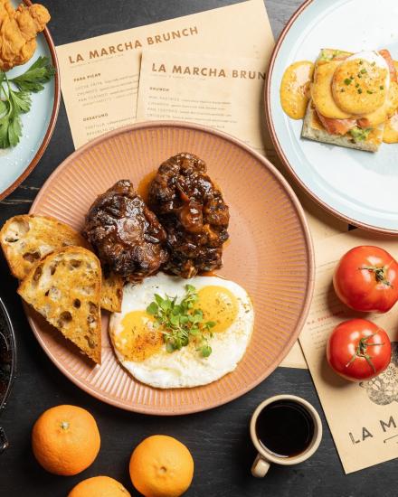 A brunch plate from La Marcha in Berkeley, CA