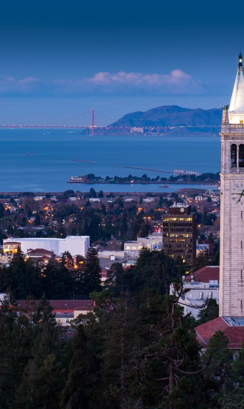 View of Berkeley overlooking the bay in the early evening