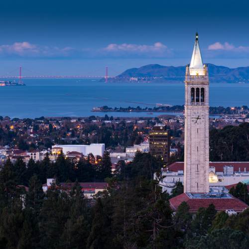 View of Berkeley overlooking the bay in the early evening