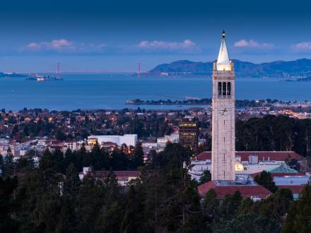 View of Berkeley overlooking the bay in the early evening