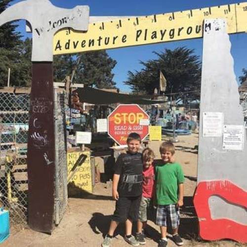 Children standing at entrance to Adventure Playground in Berkeley CA