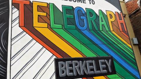 rainbow mural for Telegraph ave in Berkeley California